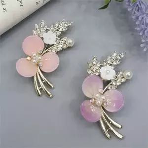 [이쁜] 핑보 아리 꽃 큐빅 브로치 (10173212A)