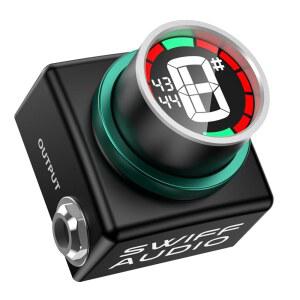 SWIFF 오디오 C20 기타 튜너 페달, 0.5 센티미터 초정밀, 미니 LED 10ms 응답, 무음 튜닝 및 트루 바이패스, 내구성 있는 알루미늄 합금, 베이스용 조정 가능한