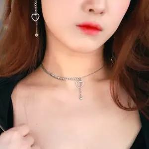 [이어넥핸즈] 써지컬스틸 러블리 하트드롭 초커목걸이 (5632867A)