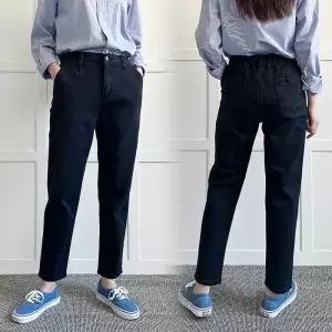 빅사이즈바지 P872L604 백밴드워싱블랙배기팬츠 LO