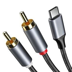 RCA USB 케이블 USB RCA 오디오 타입 15 17 코드 16 2RCA 시어터 스피커 갤럭시 스테레오 앰프 스플리터 4FT 남성 하이파이 보조 삼성 S26