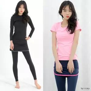 여성 요가복 레쉬가드 9부 치마 레깅스 하의