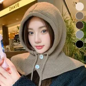 니트 페이크 후드 단추 넥워머 데일리 기본 페이크후드 페이크넥워머 니트넥워머