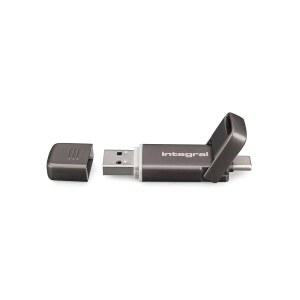 내장형 USSD 128GB SlimXpress 듀얼 USB 3.2세대 2x1 플래시 드라이브, 타입-C 및 타입-A 포트, 휴대용 SSD, 최대 550MB/s 읽기 500MB/s
