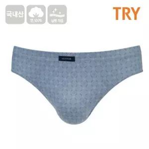 TRY 남성 삼각팬티 미디 면100 브리프 속옷 1매 회색 (14415056A)