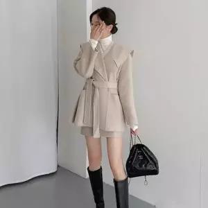가을코트 세일러 빅카라 모직 하프 코트