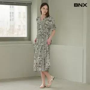 노카라 프린팅 배색 반팔 원피스 (BX2OP011L0)