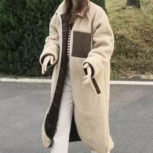 여자캐주얼스트릿룩 여자 오버핏 플리스 집업 롱코트 뽀글이 겨울 아우터
