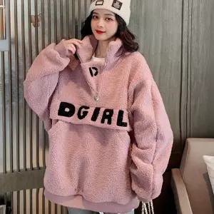 20대 여학생 겨울 양털 반집업 아노락 사랑스러운