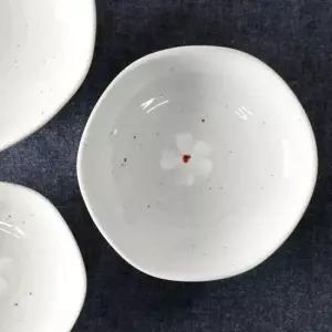 그릇 꽃 도자기 육각찬기 고백자 국산 2호