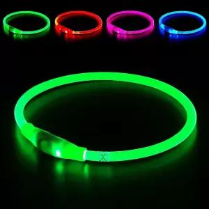 LED 개 목걸이 BSEN USB 충전식 플래시 라이트 반려동물 안전 소형 중형 대형견을 위해 밤에 사랑하는 볼