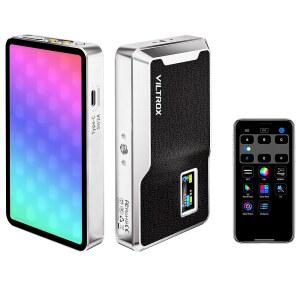 VILTROX 6000MAH 카메라 LED 조명 제어 레트로 08X 패널 RGB 메탈 사진 비디오 휴대용 녹화용 조명