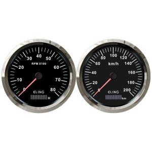 ELING 범용 오토바이 자동차 보트용 GPS 속도계 및 8000RPM 타코미터, 빨간색 노란색 백라이트, 게이지 2