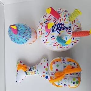 (타입 케이크 대형)EA 강아지 생일 축하 삑삑이 인형 놀이 장난감 대형