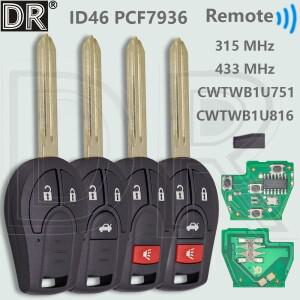 자동차 원격 키 H0561-C993A DR CWTWB1U751 ID46Chip 315/433MHz 닛산 X-Trail Versa Micra Rogue Qashqai