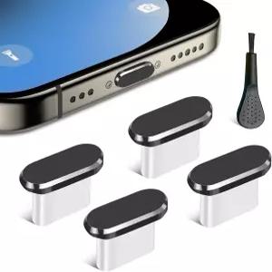 USB C 먼지 플러그 4팩 타입 커버 충전 포트 프로텍터 캡 17 16 15 시리즈 삼성 갤럭시 S22/S21/S20 노트