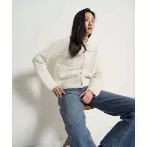 매장정품 빈폴 BEANPOLE LADIES 트위드 라운드넥 가디건 카디건 아이보리 (BF615AC040) BF615AC040 721531