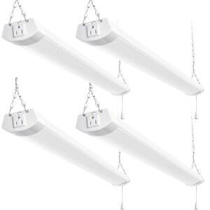 하이콜리티 4FT 120W LED 상점 조명 연결 가능, 13000lm(400W 등가), 차고, 작업장, 지하실, 걸이식 또는 플러시 마운트용 5000K 유틸리티 조명, 전원 코드 및 풀 체인, ETL, 4팩 포함