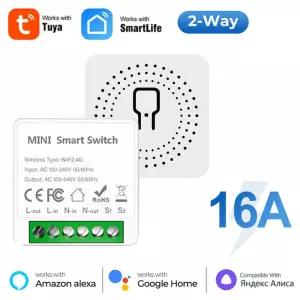Tuya 16A 미니 Wifi 스위치 DIY 2 웨이 원격 제어 타이머 릴레이 자동화 스마트 라이프 작업 Alexa Google