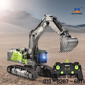Huina 1593 1/14 RC 굴삭기 트럭 합금 버킷 자동차 라디오 제어 22CH 엔지니어링 드릴 그래버 장난감 차량