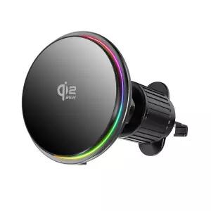 Sonzoll for Qi2.2 25W magsafe car mount charger, Magnetic Phone Holder with RGB Light, Wireless Car