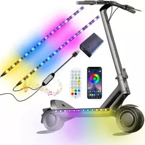 FLDYYG 2 스트립 전기 LED 자전거 스쿠터 조명 야간 사이클링 컬러풀 램프 방수 안전 스케이트보드