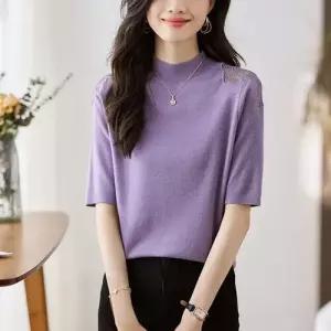 M1 여사친 울 망사 니트 여름 좋은 폴라티 반팔 하이넥 코디하기 JEN2