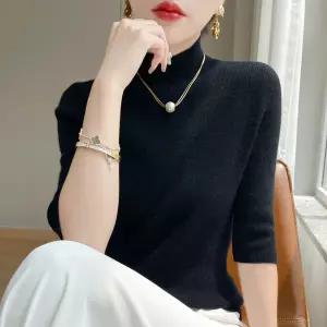 M1 여사친 니트 이너 여름 톱 폴라티 슬림핏 봄가을 반폴라 반팔 칠부 JEN2
