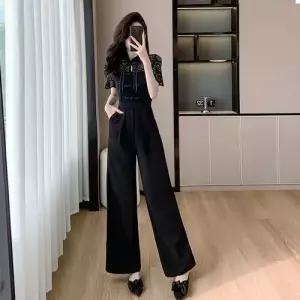 M1 검정 점프슈트 색 와이드 점프 여성바지 슈트 검은 JEN5