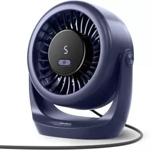 Diveblues USB 데스크 터보 팬 초조용한 미니 강력한 바람 LED 디스플레이 5단속 360 회전 소형 휴대용