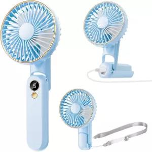 덴리오 휴대용 선풍기 최대 15시간 근무 180 접이식 개인용 여행/여름/야외/사무실용 USB 충전식 미니 속도