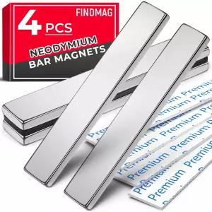 FINDMAG 4팩 자석 막대 희토류 헤비 듀티 양면 가 포함된 강력한 네오디뮴 - 60 x 10 3mm