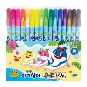 종이나라 BZ29HW14 핑크퐁 싸인펜 16색 - 34574