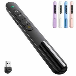 파워포인트용 QUI 프레젠테이션 클리커, 볼륨 조절이 가능한 RF 2.4GHz USB 무선 프레젠터 리모컨, 맥, 윈도우, 노트북용 파워포인트 클리커 슬라이드 어드밴스터, 기조연설