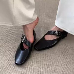검정 여자 빈티지 메리제인 속가보시 단화 슈즈 스트랩힐 힐 패피5