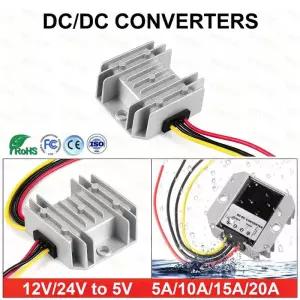 다운트랜스 변압기 12V24V 5V로 다운컨버터 5A -20A 100W DC 변환기 전압 기 버크 모듈 LED 스위칭 어댑터