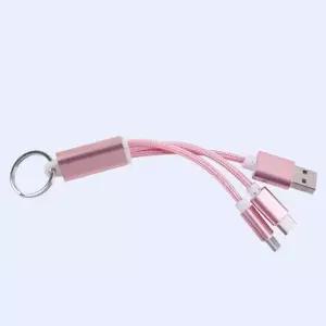 핸드폰 멀티 충전 케이블 USB A(M) C타입(M) Y형 핑크