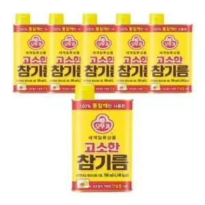오뚜기 고소한 참기름 캔 500ml, 6개_25295357