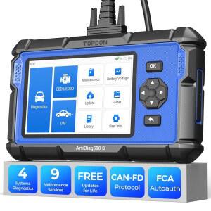 TOPDON 업그레이드 AD600S OBD2 스캐너, 진단 도구, ABS SRS 변속기 엔진 코드 리더, 9개 리셋 서비스 스캔 도구, 오일 / 브레이크 / BMS / SAS /DPF / TPMS /ETS 리셋, 인젝터 코딩, 평생 무료 업데이트