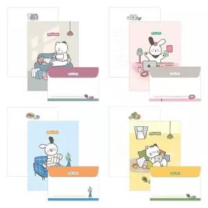 몽 포트 캐릭터 편지지 편지봉투 세트 20개 혼합