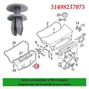 51498237075 범퍼 커버 트렁크 리드 트림 클립 패스너 부트 라이닝 리테이너 BMW 3 5 7  F30 F31 F34 E46 E