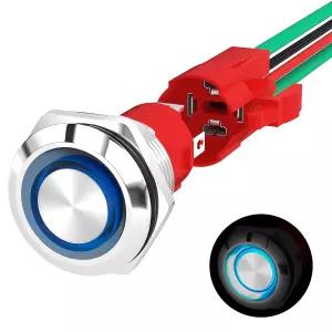 해양 보트 트럭용 와이어 소켓 플러그가 있는 Joinfworld 19MM 래치 푸시 버튼 스위치 12V 20A 헤비 듀티