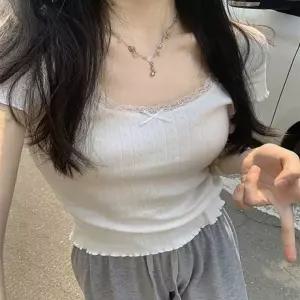 레이스티셔츠 여성스러운티 펀칭 여름 여리여리 반팔티셔츠 레이스 프릴티