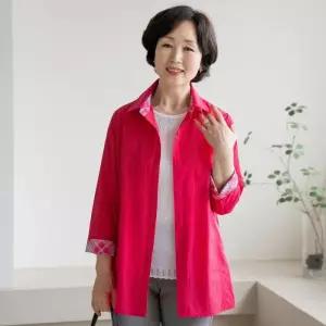 [마담4060]엄마옷 마담4060 체크배색롱셔츠40대50대자켓-RJK2504015-