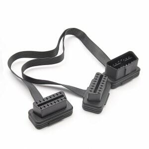 30CM OBDII 듀얼 커넥터 국수와 여성 남성 OBD2 플랫 연결 16PIN 분배기