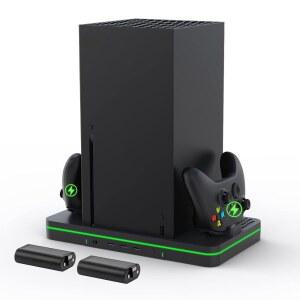 냉각 팬이 있는 충전 스탠드, XBOX 3개가 SERIES 수직 2*1100MAH USB 도크, 컨트롤러와 및 콘솔 충전식 스테이션 컨트롤러 배터리 팩 CODGOY /S 듀얼 포트 호환되는