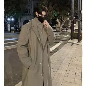 하프코트 남성 코트 하프 모직 트렌치 가짜 투피스 두벌 탈부착 admr1