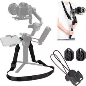 JJC 짐벌 스태빌라이저 어깨끈 DJI RS4 프로 RS3 RS3용 경량 듀얼 NATO 레일 어댑터 마운트가 있는 벨트 조절 가능한 퀵 릴리스 넥 스트랩 차단 없음