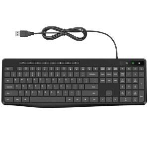 Virfour 유선 키보드, 조용한 키보드, 멀티미디어 USB 컴퓨터 키보드, 낮은 프로필의 키클렛 키가 있는 무음 키보드, 큰 숫자 패드, 방수 기능, 마모 방지 문자, 노트북, 데스크탑용 풀 사이즈