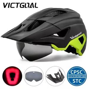 VICTGOAL 충전식 LED 자전거 헬멧 선글라스 실드 도로 MTB 사이클링 태양 고글 바이저